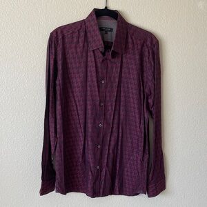 Ted Baker London Button Down Dress Shirt Men’s 4 Geometric Houndstooth Career